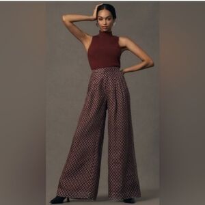 Anthropologie The Avery Pleated Wide-Leg Trousers by Maeve: Sheer Silk Edition